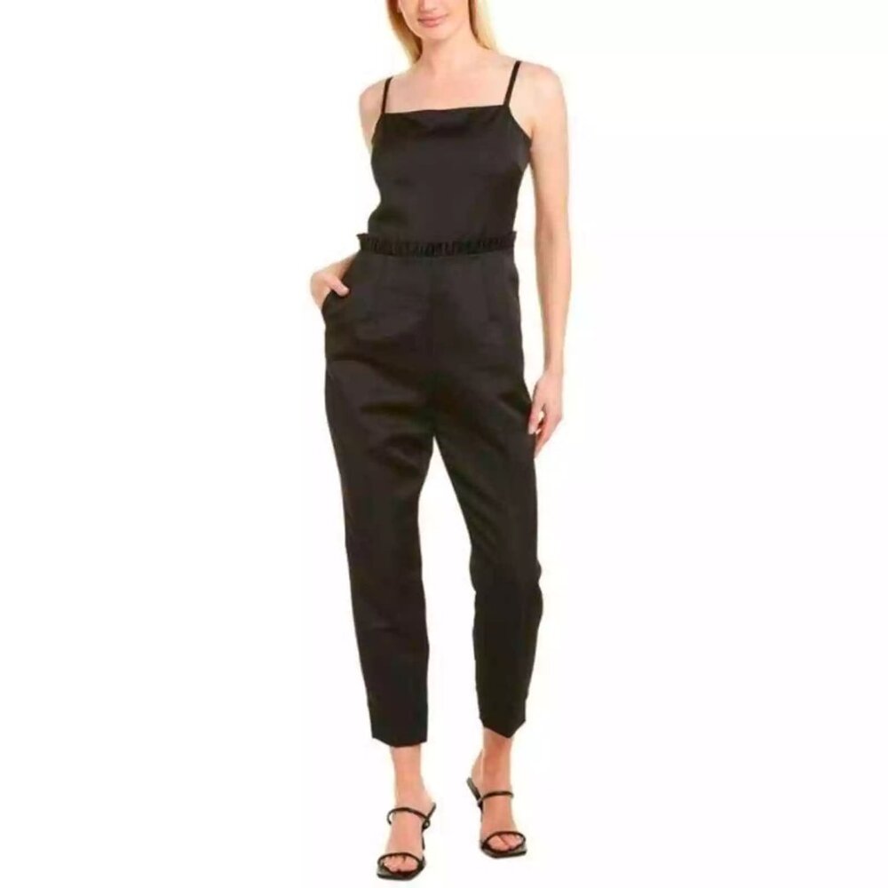 Ted Baker Liaayla Ruffle Waist Crop Jumpsuit, Black, Womens Size 4-TB / 10 US